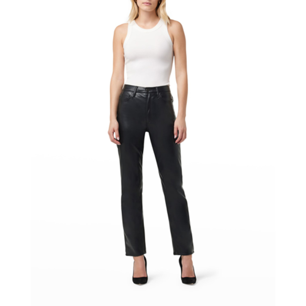 NEW  Joe's Jeans The Honor Vegan Leather Straight Ankle Jeans  Black Sz 29